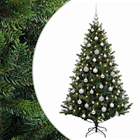 vidaXL Konstgjord julgran med kulor 240 cm 300 LED-lampor Varmvit