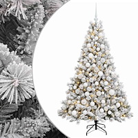 vidaXL Konstgjord julgran med kulor 240 cm 300 LED-lampor Varmvit