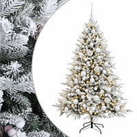 vidaXL Konstgjord julgran med julkulor 180 cm 300 LED-lampor Varmvit