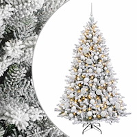 vidaXL Konstgjord julgran med kulor 180 cm 300 LED-lampor Varmvit