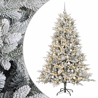 vidaXL Konstgjord julgran med kulor 210 cm 300 LED-lampor Varmvit