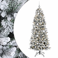 vidaXL Konstgjord julgran med julkulor 180 cm 300 LED-lampor Varmvit