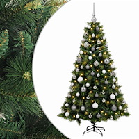 vidaXL Konstgjord julgran med julkulor 210 cm 300 LED-lampor Varmvit