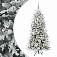 vidaXL Konstgjord julgran med kulor 180 cm 300 LED-lampor Varmvit