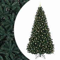 vidaXL Konstgjord julgran mörkgrön med julkula 270 cm 300 LED-lampor