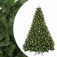 vidaXL Konstgjord julgran ljusgrön med julgranskulor 270 cm