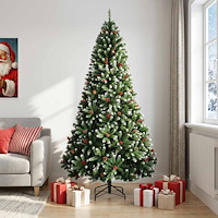 vidaXL Plast Hingad Julgran 240 cm PVC Grön med frostade toppar