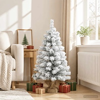 vidaXL Flockad mini-julgran 90 cm PVC Grön och Vit
