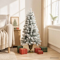 vidaXL Mini julgran flockad 120 cm PVC Grön och Vit