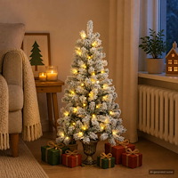 vidaXL Mini julgran flockad 120 cm 100 LED-lampor Varmvit PVC