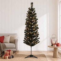 vidaXL Konstgjort smalt julträd 150 cm 150 LED-lampor Varmvit