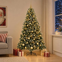 vidaXL Konstgjord julgran med julkulor 210 cm 300 LED-lampor Varmvit