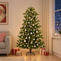 vidaXL Konstgjord julgran med julkulor 180 cm 300 LED-lampor Varmvit
