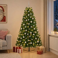 vidaXL Konstgjord julgran med julkulor 240 cm 300 LED-lampor Varmvit