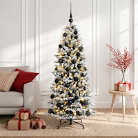 vidaXL Konstgjord julgran med julkulor 150 cm 150 LED-lampor Varmvit