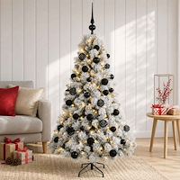 vidaXL Konstgjord julgran med julkulor 120 cm 150 LED-lampor Varmvit