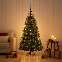 vidaXL Konstgjord julgran med kulor 120 cm 150 LED-lampor Varmvit