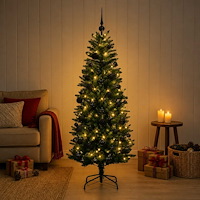 vidaXL Konstgjord julgran med julkulor 150 cm 150 LED-lampor Varmvit
