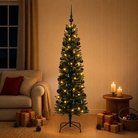 vidaXL Smal konstgjord julgran med julkulor 150 cm 150 LED-lampor
