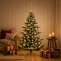 vidaXL Konstgjord julgran med julkulor 120 cm 150 LED-lampor Varmvit