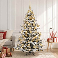 vidaXL Konstgjord julgran med julkulor 150 cm 150 LED-lampor Varmvit