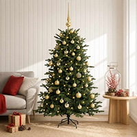 vidaXL Konstgjord julgran med julkulor 150 cm 150 LED-lampor Varmvit