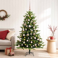 vidaXL Konstgjord julgran med kulor 120 cm 150 LED-lampor Varmvit