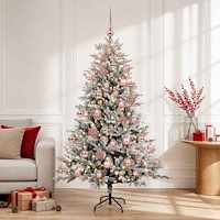 vidaXL Konstgjord julgran med julkulor 120 cm 150 LED-lampor Varmvit