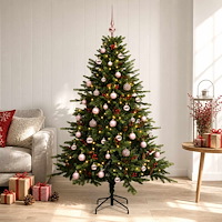 vidaXL Konstgjord julgran med julkulor 150 cm 150 LED-lampor Varmvit