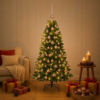 vidaXL Konstgjord julgran med kulor 120 cm 150 LED-lampor Varmvit