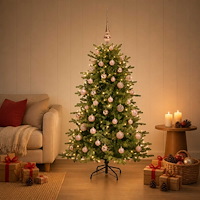 vidaXL Konstgjord julgran med julkulor 150 cm 150 LED-lampor Varmvit