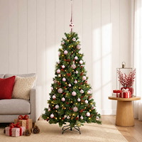 vidaXL Konstgjord julgran med julkulor 150 cm 150 LED-lampor Varmvit