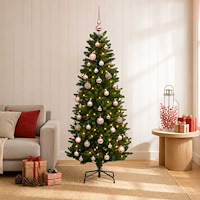 vidaXL Konstgjord julgran med julkulor 150 cm 150 LED-lampor Varmvit