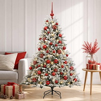 vidaXL Konstgjord julgran med julkulor 120 cm 150 LED-lampor Varmvit
