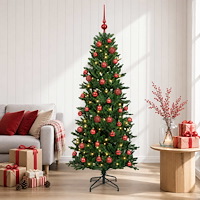 vidaXL Konstgjord julgran med julkulor 120 cm 150 LED-lampor Varmvit