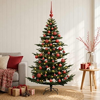 vidaXL Konstgjord julgran med julkulor 120 cm 150 LED-lampor Varmvit