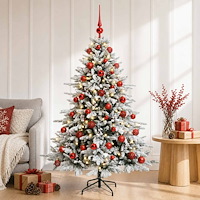 vidaXL Konstgjord julgran med julkulor 120 cm 150 LED-lampor Varmvit