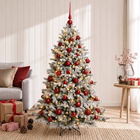 vidaXL Konstgjord julgran med kulor 120 cm 150 LED-lampor Varmvit