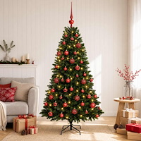 vidaXL Konstgjord julgran med kulor 120 cm 150 LED-lampor Varmvit