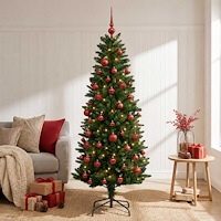 vidaXL Konstgjord julgran med kulor 120 cm 150 LED-lampor Varmvit