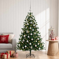 vidaXL Konstgjord julgran med julkulor 150 cm 150 LED-lampor Varmvit