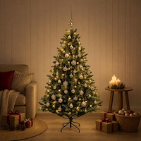 vidaXL Konstgjord julgran med kulor 150 cm 150 LED-lampor Varmvit