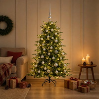 vidaXL Konstgjord julgran med julkulor 150 cm 150 LED-lampor Varmvit