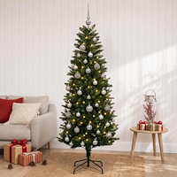 vidaXL Konstgjord julgran med julkulor 150 cm 150 LED-lampor Varmvit