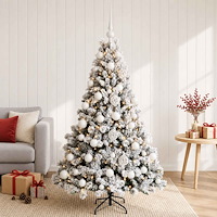 vidaXL Konstgjord julgran med kulor 120 cm 150 LED-lampor Varmvit