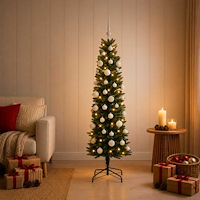vidaXL Smal konstgjord julgran med julkulor 150 cm 150 LED-lampor