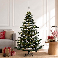 vidaXL Konstgjord julgran med julkulor 120 cm 150 LED-lampor Varmvit