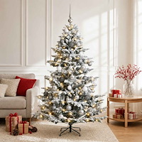 vidaXL Konstgjord julgran med julkulor 150 cm 150 LED-lampor Varmvit
