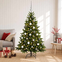 vidaXL Konstgjord julgran med julkulor 120 cm 150 LED-lampor Varmvit