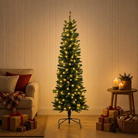 vidaXL Konstgjort smalt julträd 180 cm 300 LED-lampor Varmvit